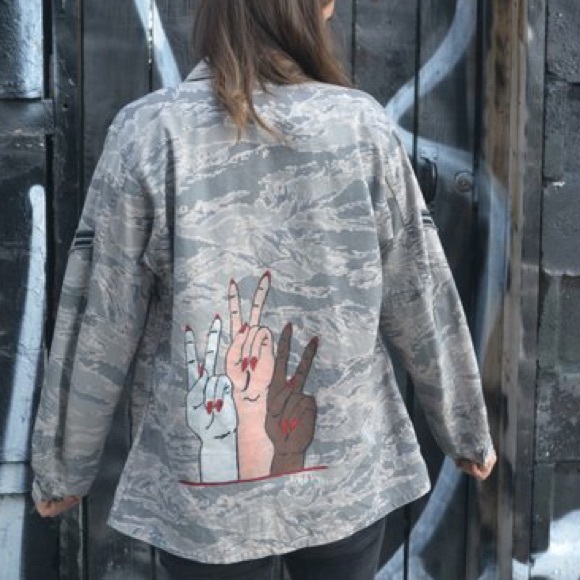 Jackets & Blazers - EQUALITY hand painted army jacket Jackets & Blazers - EQUALITY hand painted army jacket